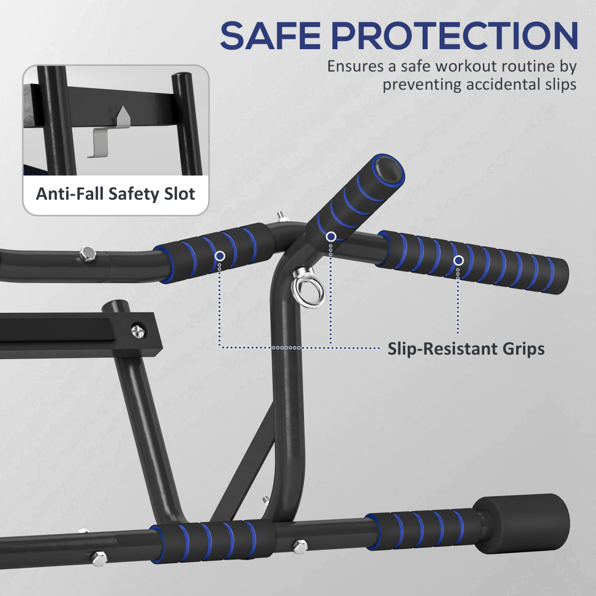SPORTNOW Multi-Grip Doorway Pull Up Bar with Non-Slip Grips, 150kg