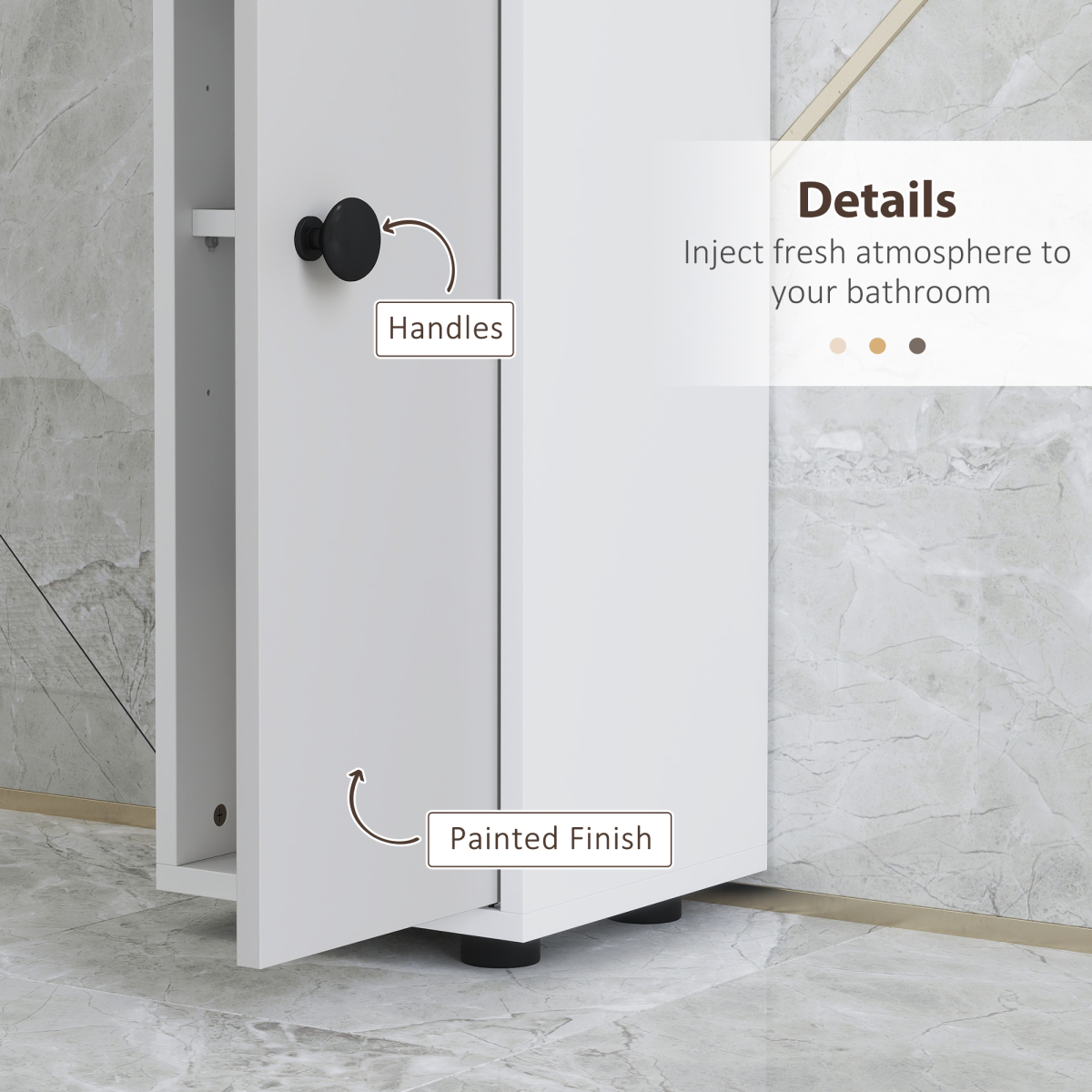 kleankin Slim Bathroom Storage Cabinet with Shelves, Light Grey