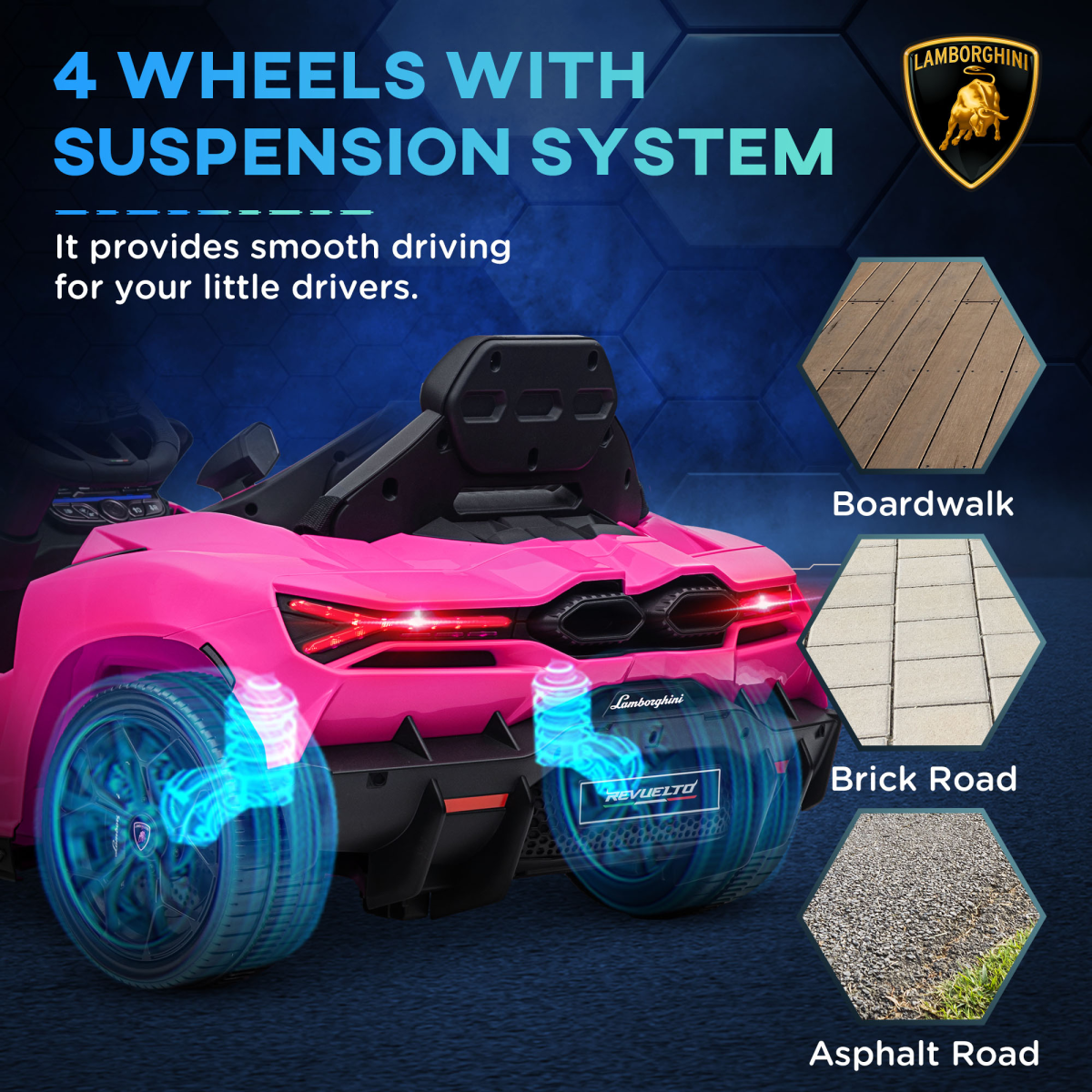 AIYAPLAY Lamborghini Revuelto Licensed Pink Ride On Car with Suspension