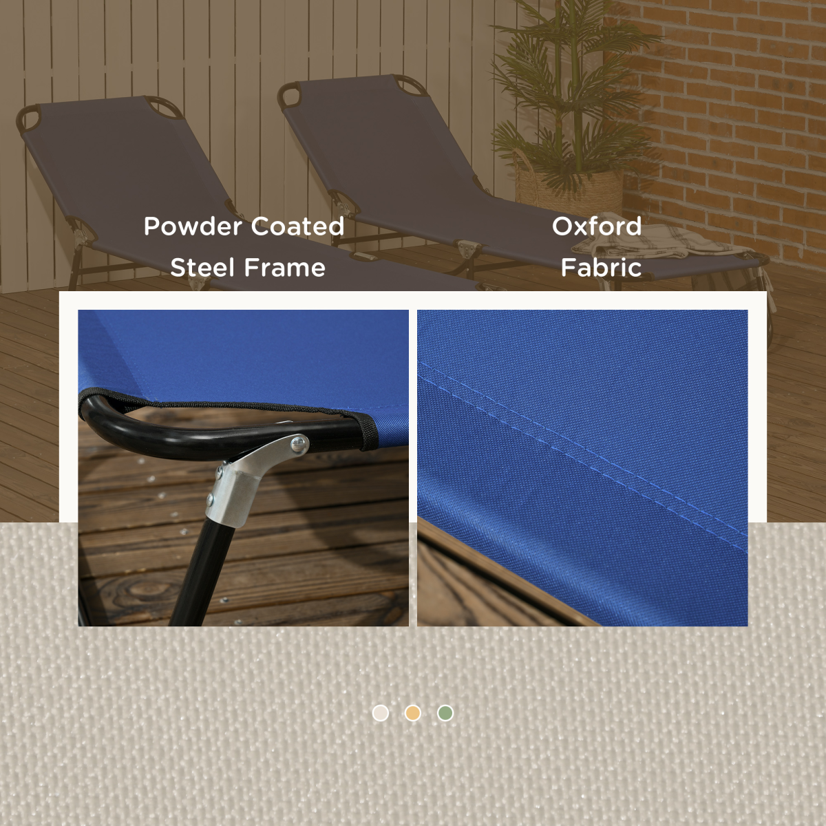 Outsunny Set of 2 Folding Sun Loungers with Adjustable Backrest, Blue