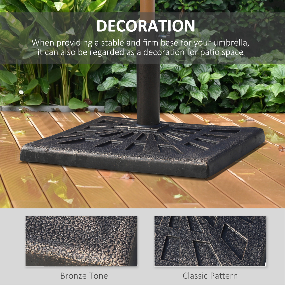 Outsunny 15kg Bronze Square Garden Patio Umbrella Stand Base