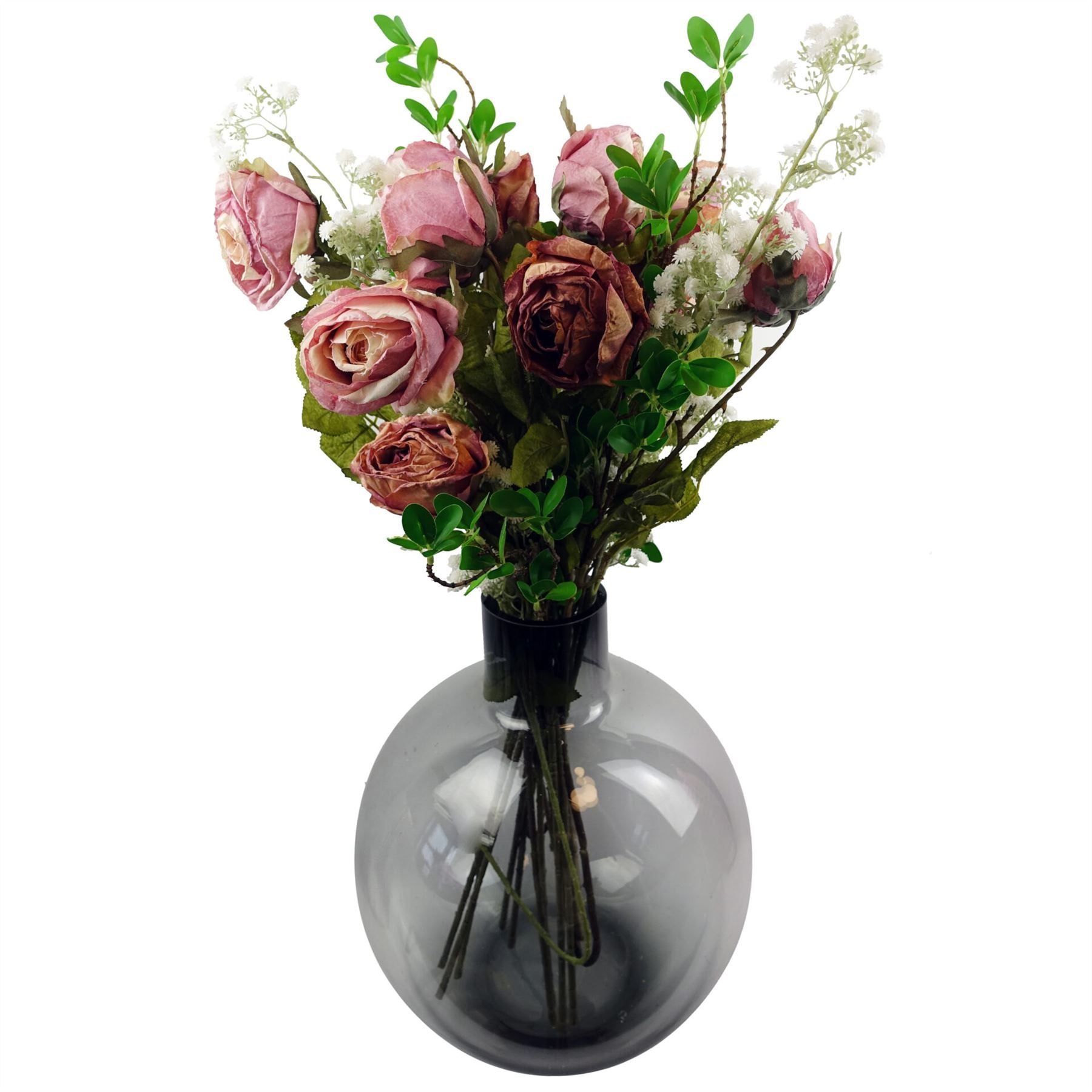 Leaf 70cm Artificial Light Pink Silk Rose Stem