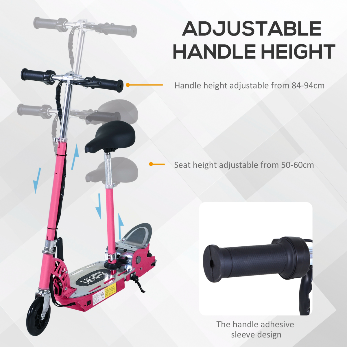HOMCOM Foldable Electric Scooter for Kids, 120W, Adjustable Height, Rear Brake