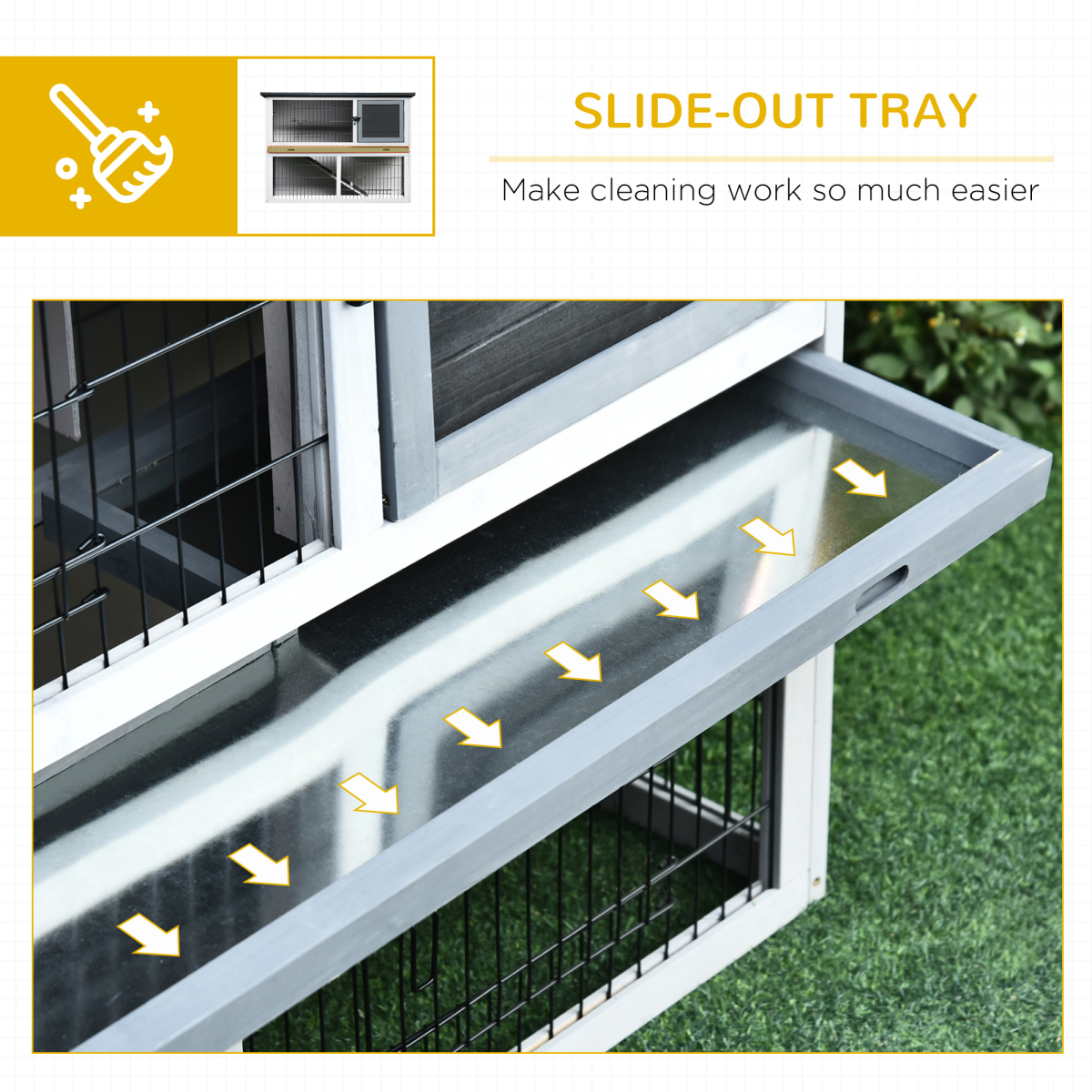 Pawhut Rabbit Hutch and Run with Removable Tray, Openable Roof, Ramp and Lockable Doors for Rabbits, Guinea Pigs and Small Animals