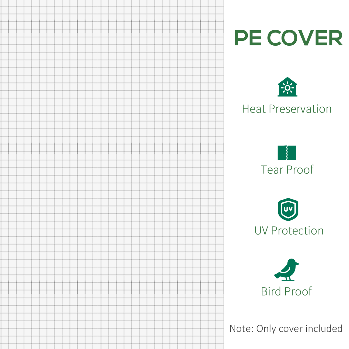 Outsunny 6x3x2m White Greenhouse Replacement Cover with Zipped Door and 12 Windows (Cover Only)