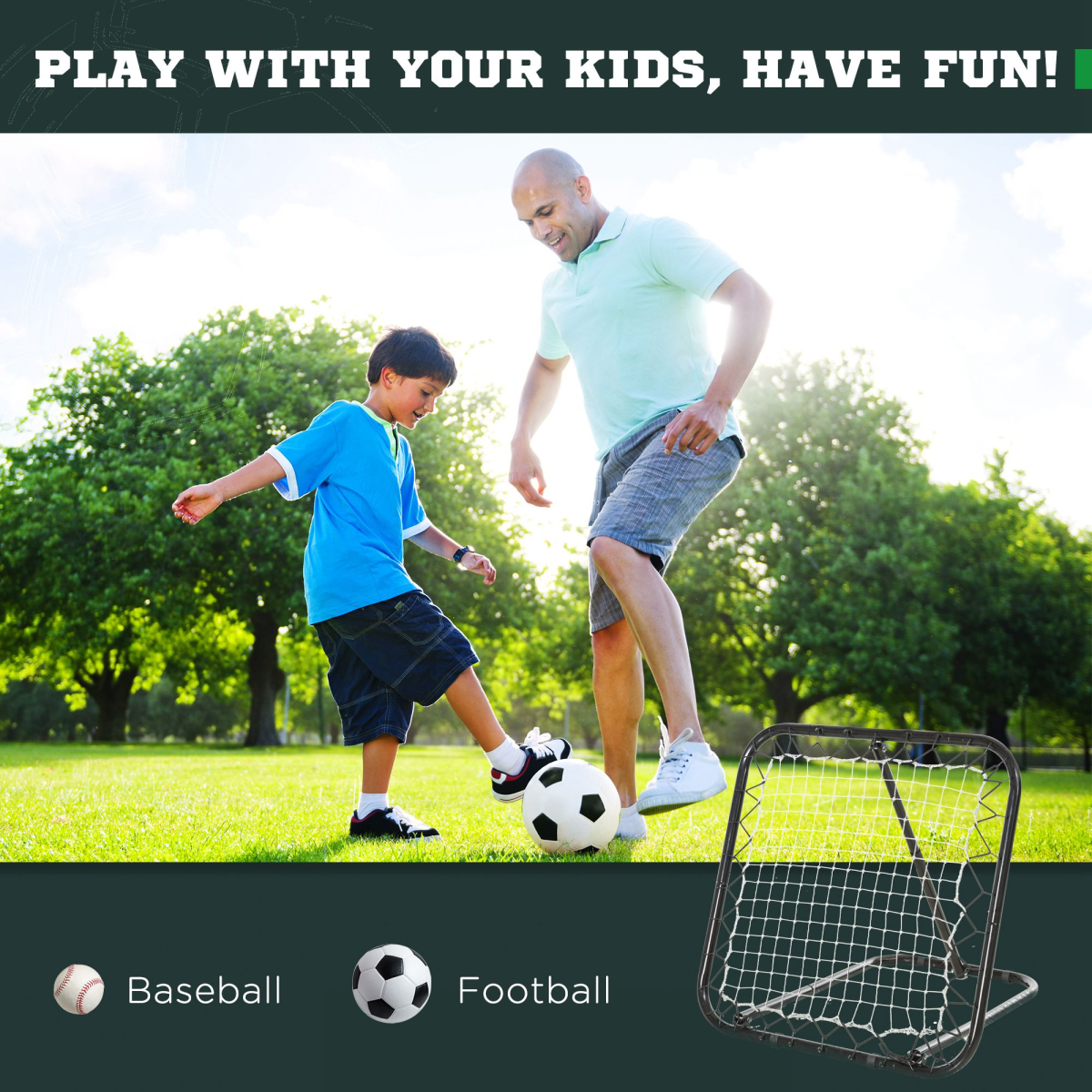Adjustable Rebounder Net Training Goal for Football & Baseball
