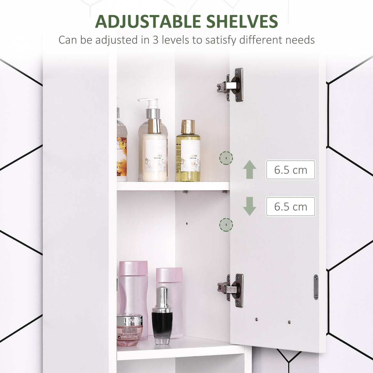 Tall Freestanding Storage Cabinet with Doors and Shelves for Bathroom Bedroom