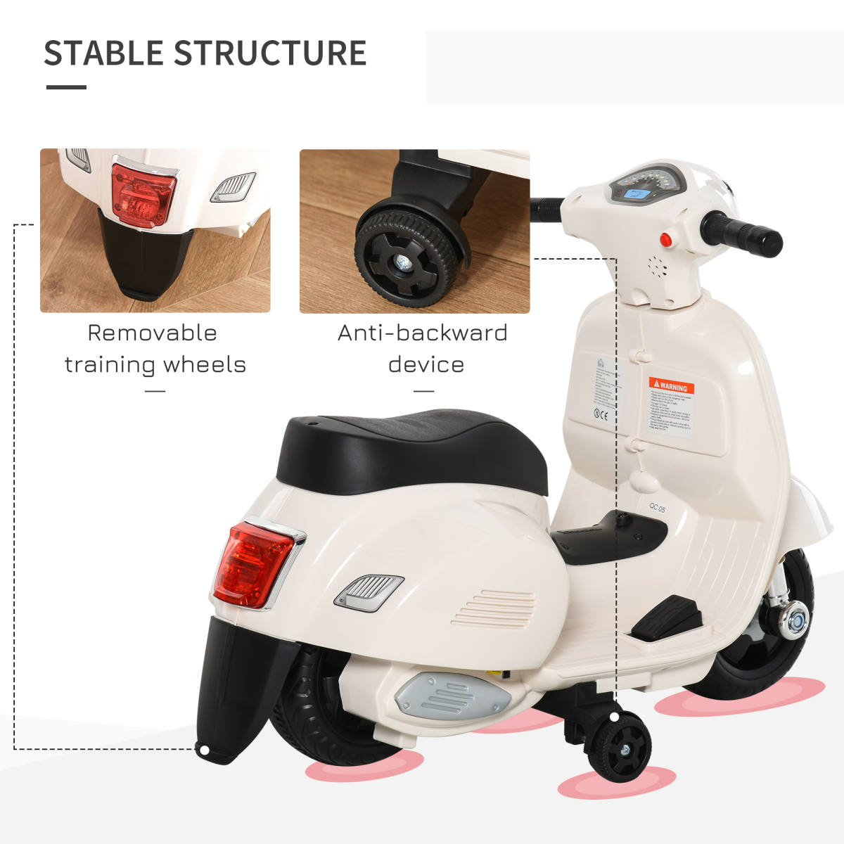 Licensed Vespa 6V Kids Ride On Motorcycle with Lights & Horn