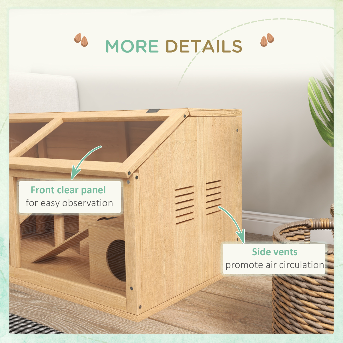 PawHut Wooden Hamster & Gerbil Cage with Bridge, Ladders, Hut