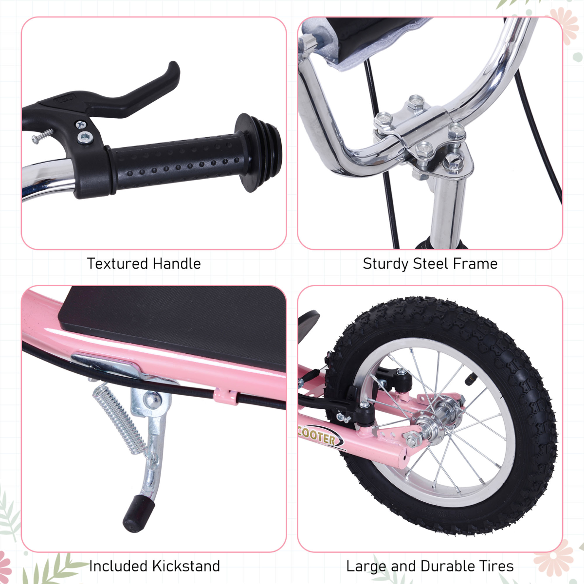 Adjustable Height Kids Scooter with Dual Brakes, Big Wheels