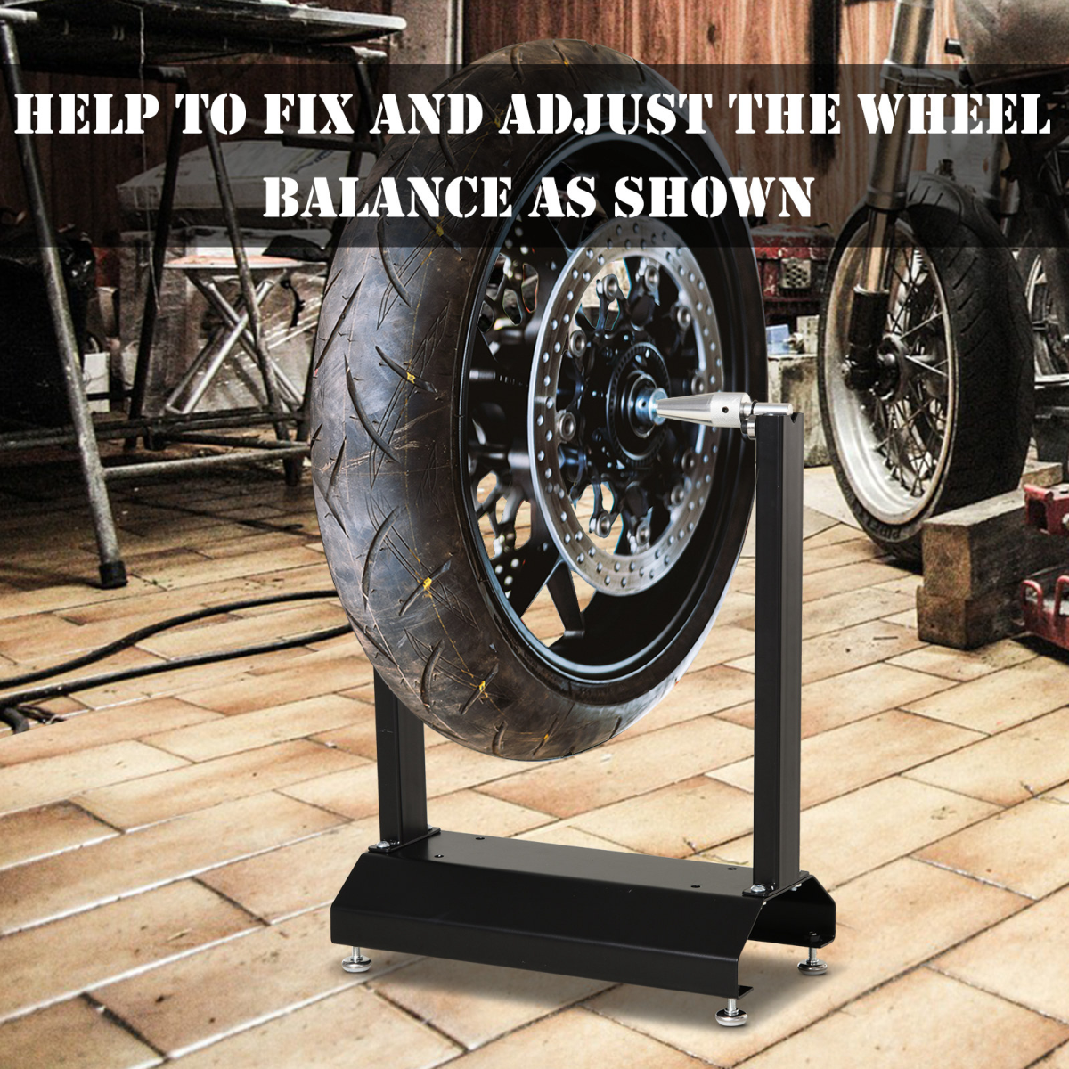 Motorcycle and Bicycle Wheel Balance Stand, Rotating Wheel, 30kg Capacity