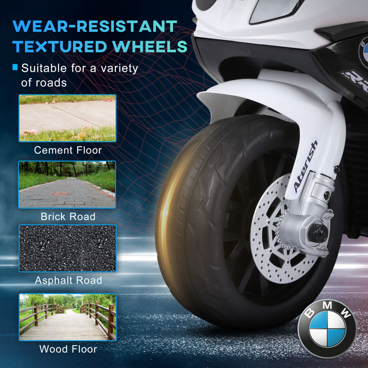 Electric Kids Ride on Motorcycle BMW Liscensed Headlights Music Black