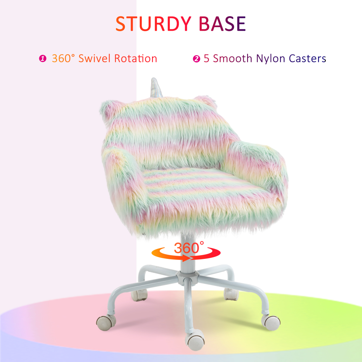 Vinsetto Faux Fur Unicorn Desk Chair with Armrests, Adjustable Height