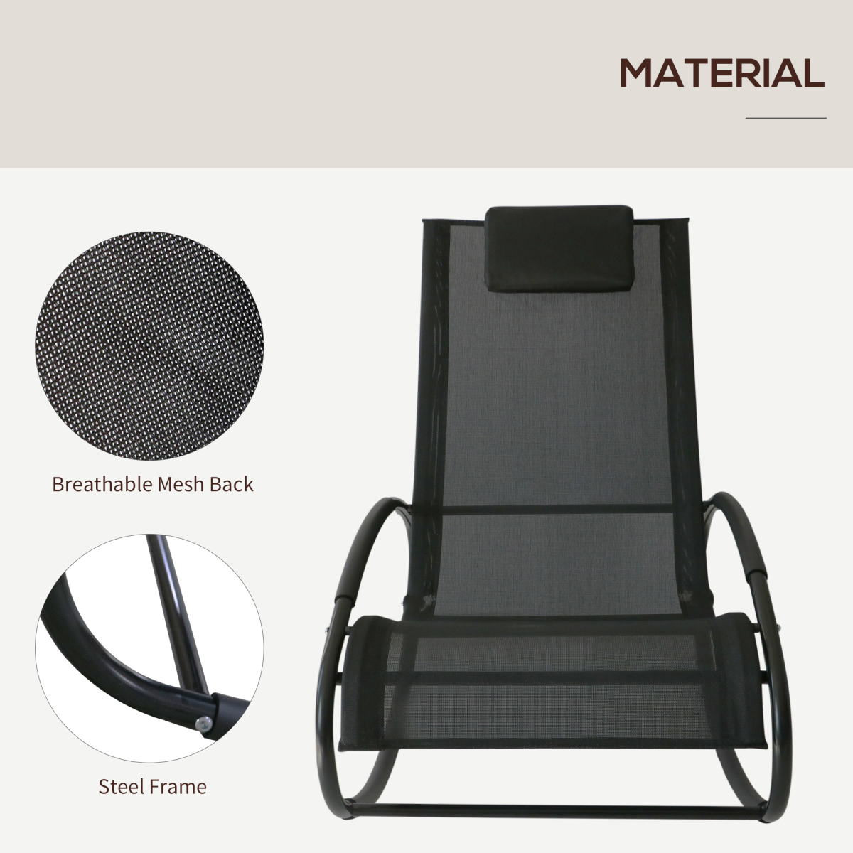Outsunny Orbital Zero Gravity Rocking Sun Lounger with Pillow Headrest, 88H cm
