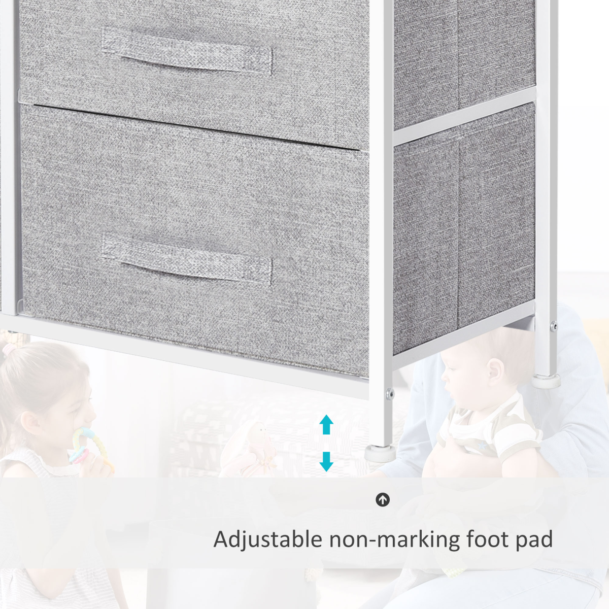 4 Drawer Linen Basket Storage Unit with Wood Top, Metal Frame and Handles HOMCOM