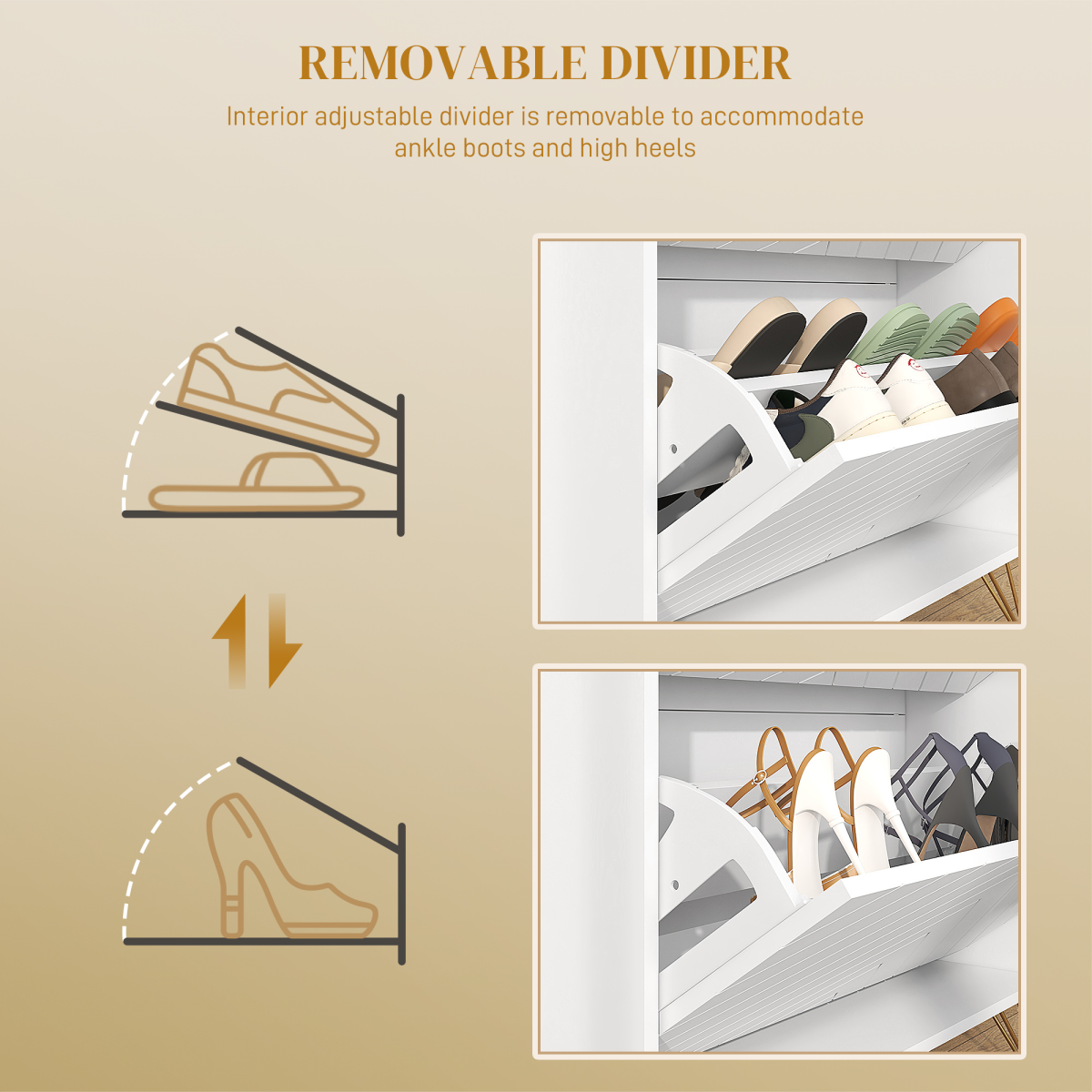 HOMCOM Narrow Shoe Cabinet with 2 Flip Drawers, Stores 12 Pairs