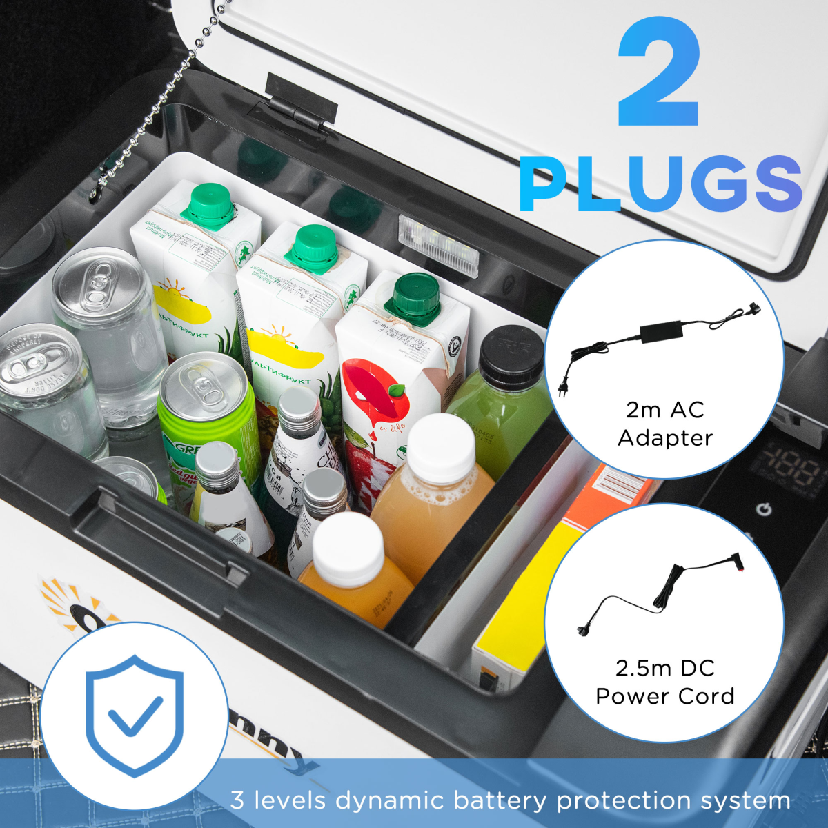 25L Portable Car Refrigerator Freezer with LED Light, LCD Panel, 12/24V DC and 110/240V AC, Outsunny