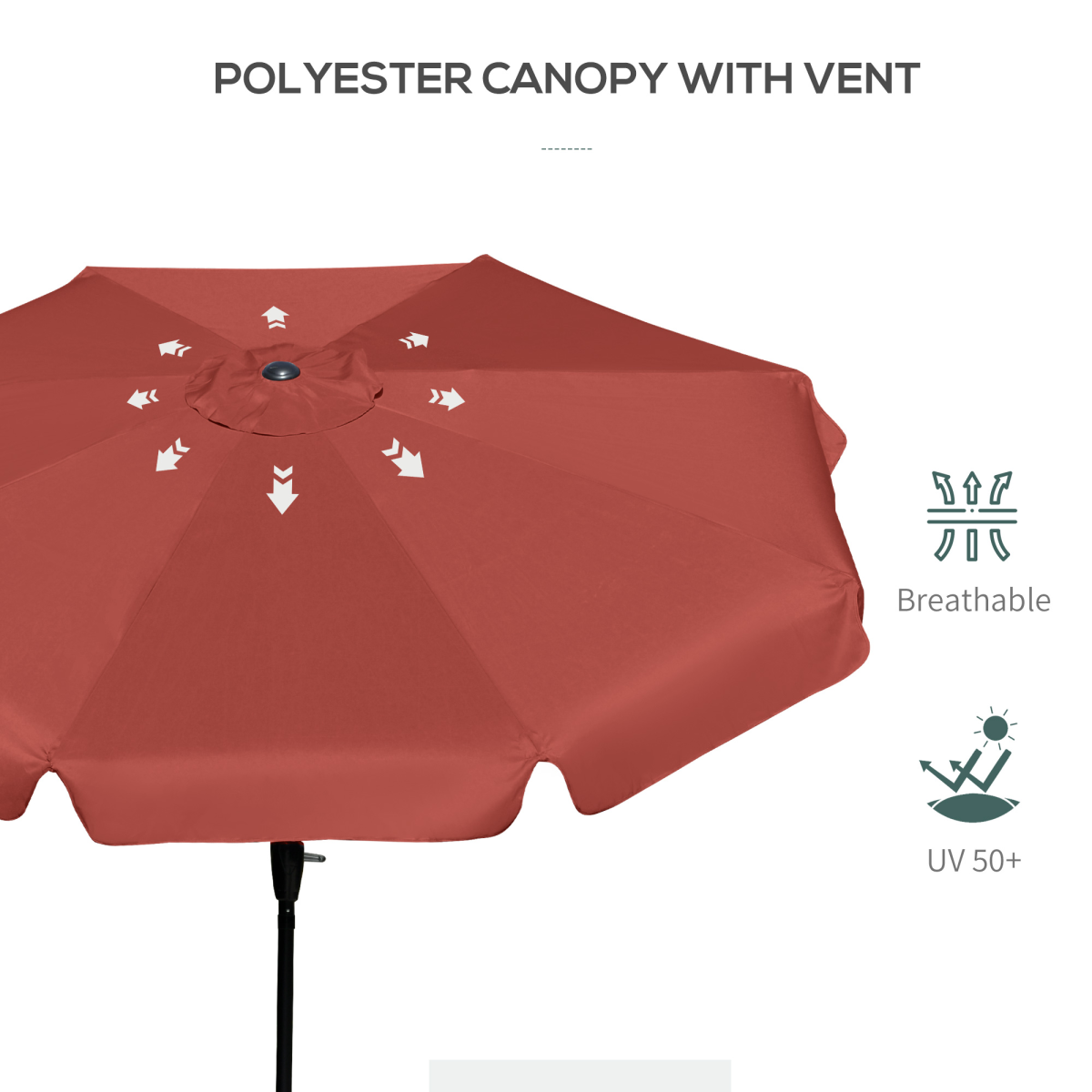 Outsunny 2.66m Wine Red Garden Parasol Patio Umbrella with Crank Handle and Tilt Function