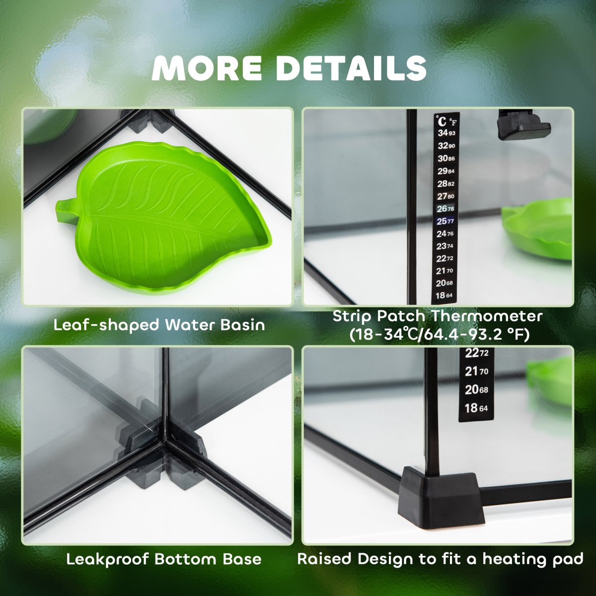 PawHut 50 x 30 x 35 cm Reptile Terrarium, Lockable Wire Mesh, Full-View, Black, for Lizards, Horned Frogs, Snakes
