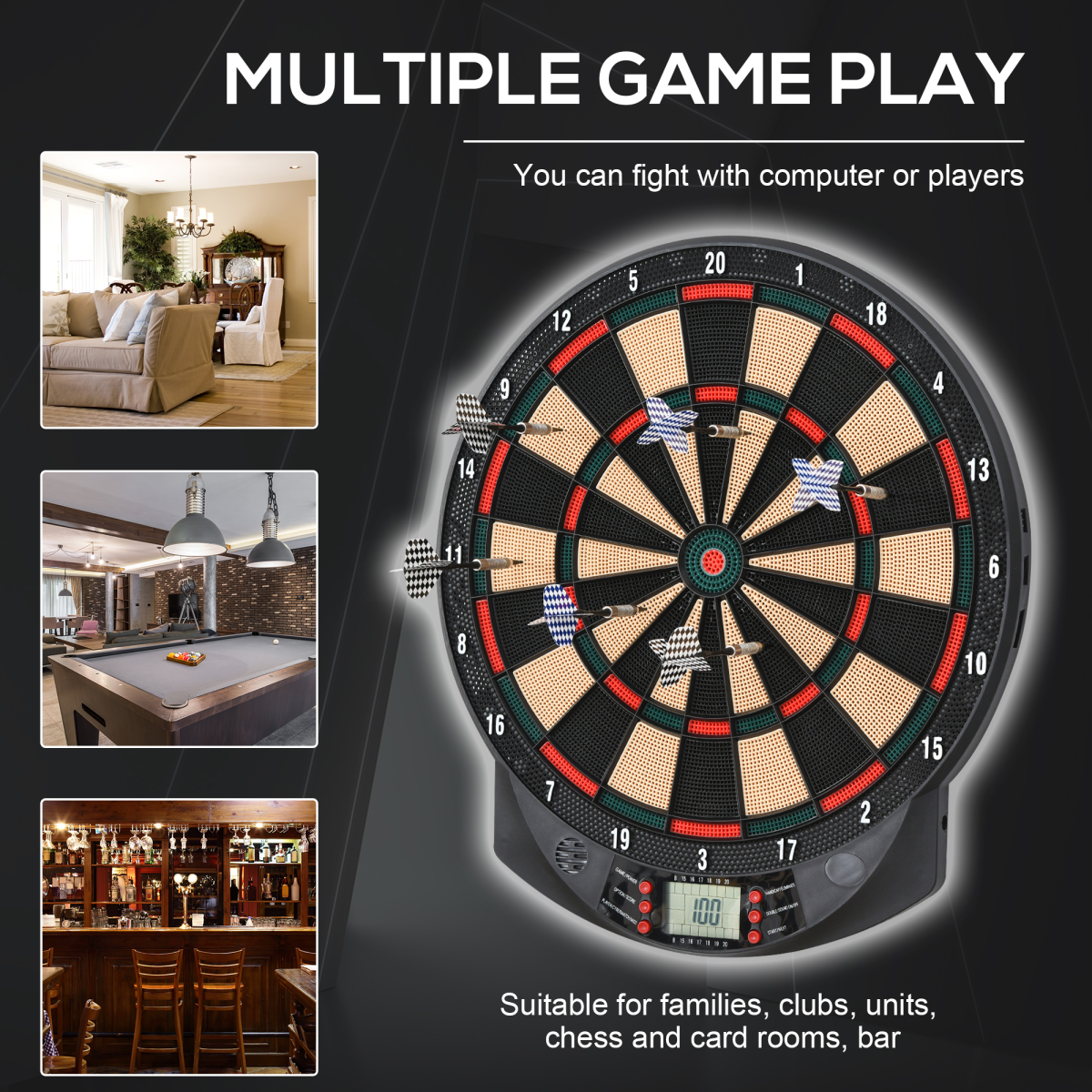 Electronic Dartboard, 26 Games, 185 Variations, 6 Darts