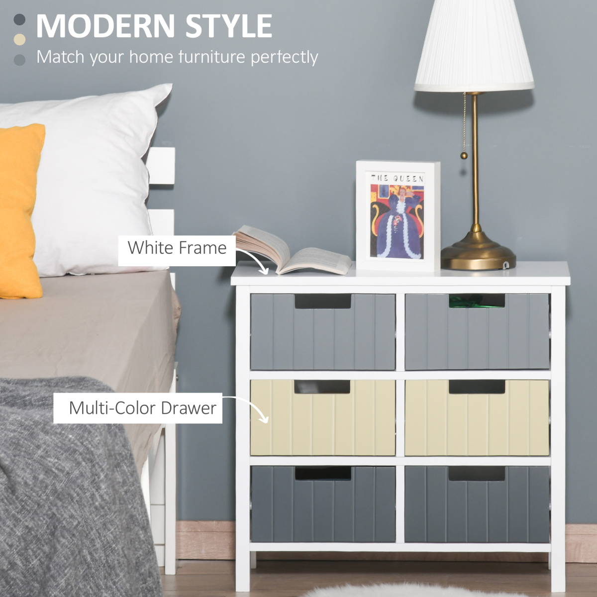 6 Drawer Storage Chest Cabinet for Dining and Living Room, MDF, Unbranded