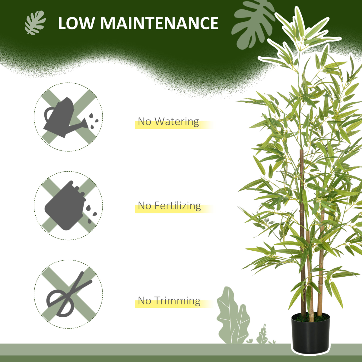 HOMCOM Artificial Bamboo Tree 120 cm with Pot for Indoor Decor