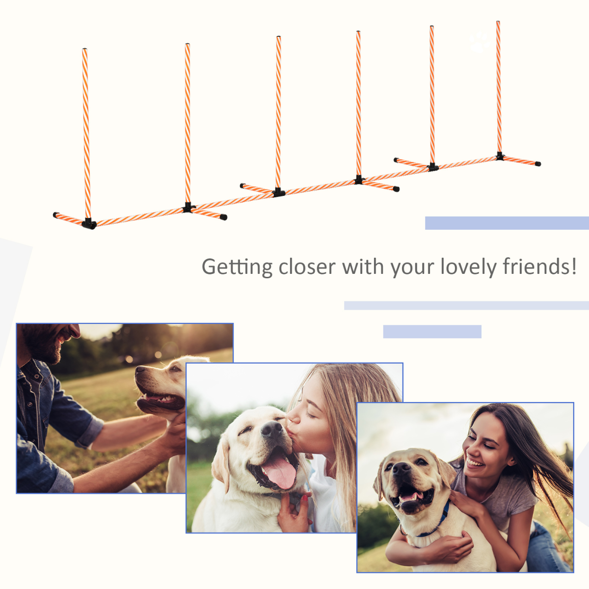 PawHut Dog Agility Weave Poles Training Obstacle Course Set, Slalom Equipment with Whistle and Storage Bag