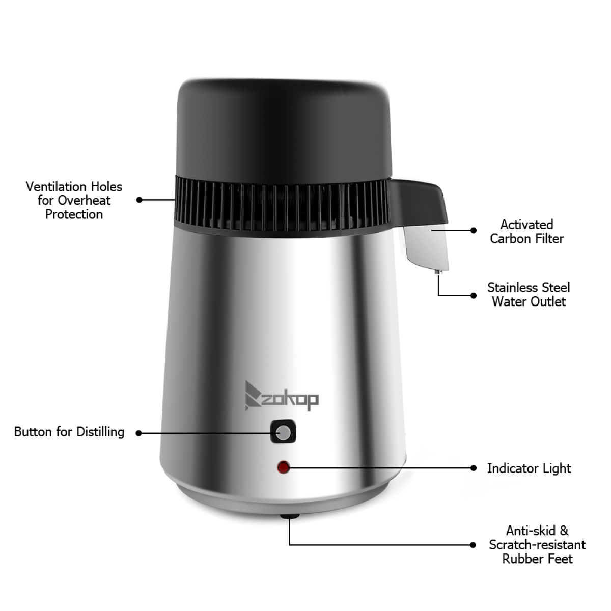 【Replace 23124634】750W Water Distiller Electric Purifier Stainless Steel Glass Water Filters