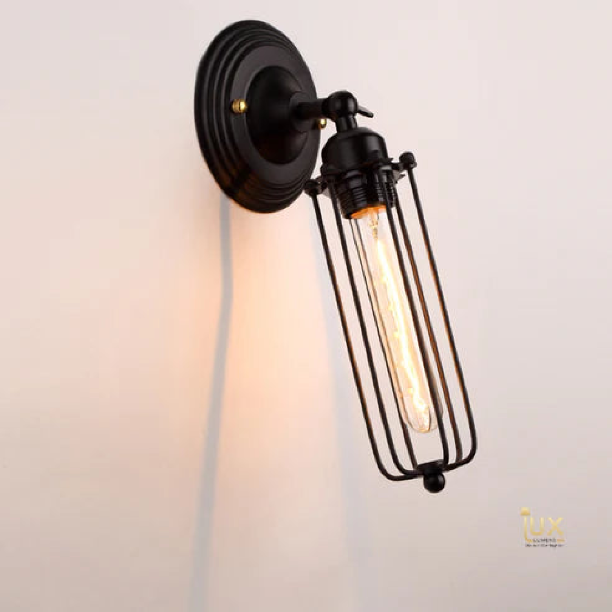 LEDSone Black Industrial Long Cage Adjustable Metal Wall Light