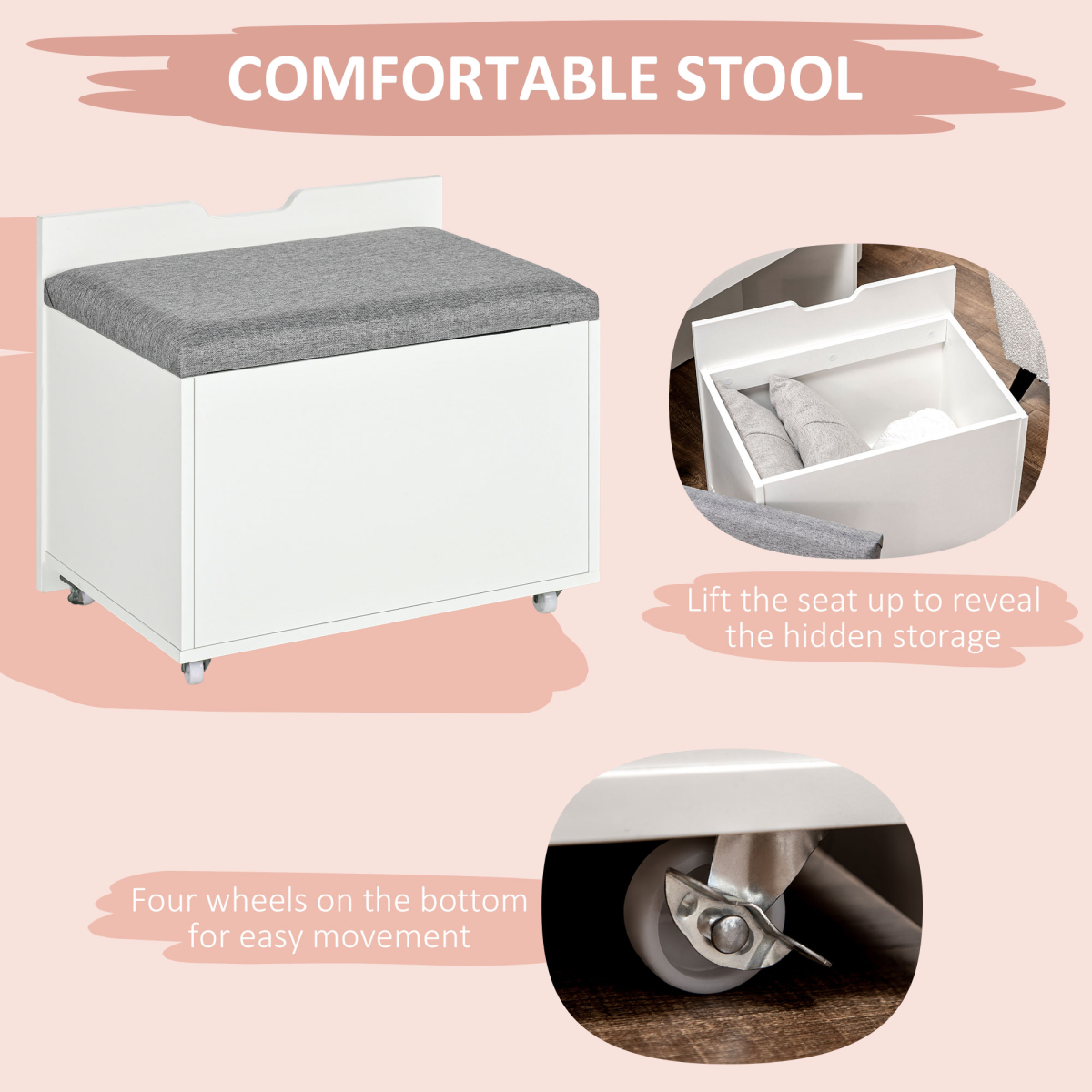 White Dressing Table Set with Flip-Up Mirror, Stool and Drawer