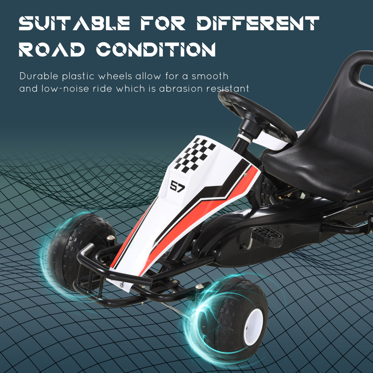 Kids Racing-Style Pedal Go Kart with Brake, Gears & Steering Wheel