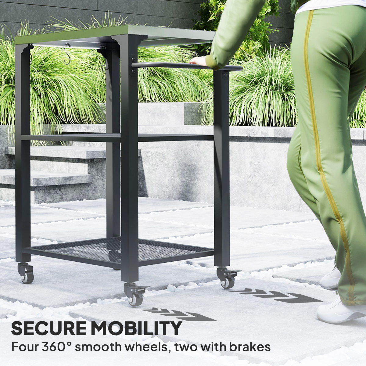 Outsunny Stainless Steel Outdoor Grill Cart with 3 Shelves