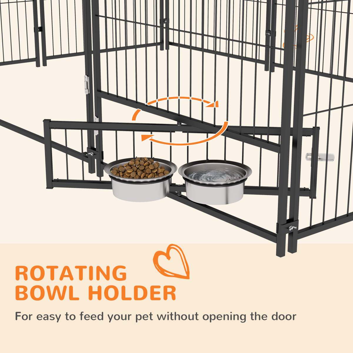 PawHut Outdoor Dog Kennel with Canopy, Lock & Rotating Bowl Holder