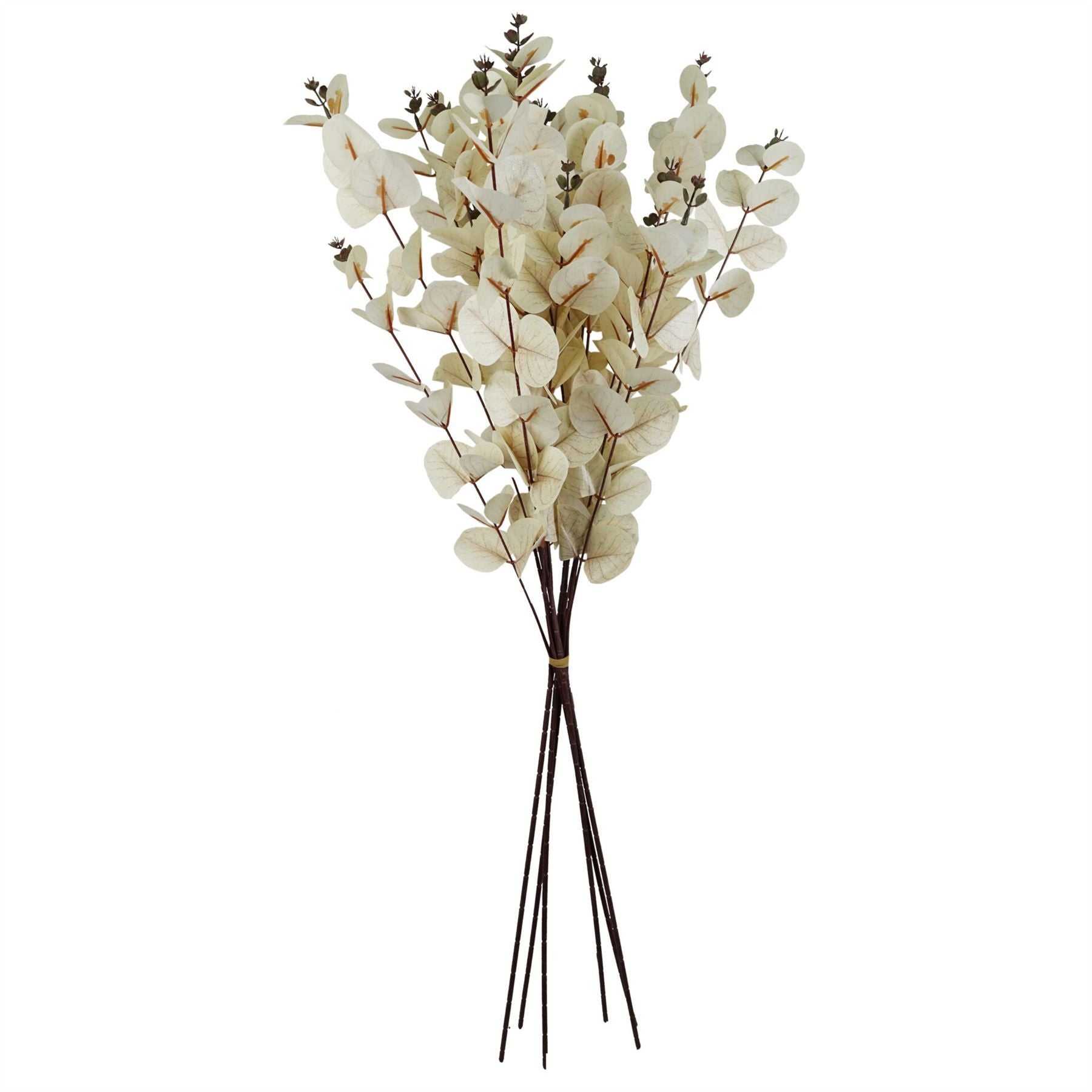 80cm White Artificial Eucalyptus Foliage Stem with Silk Leaves and Wired Shapable Stem