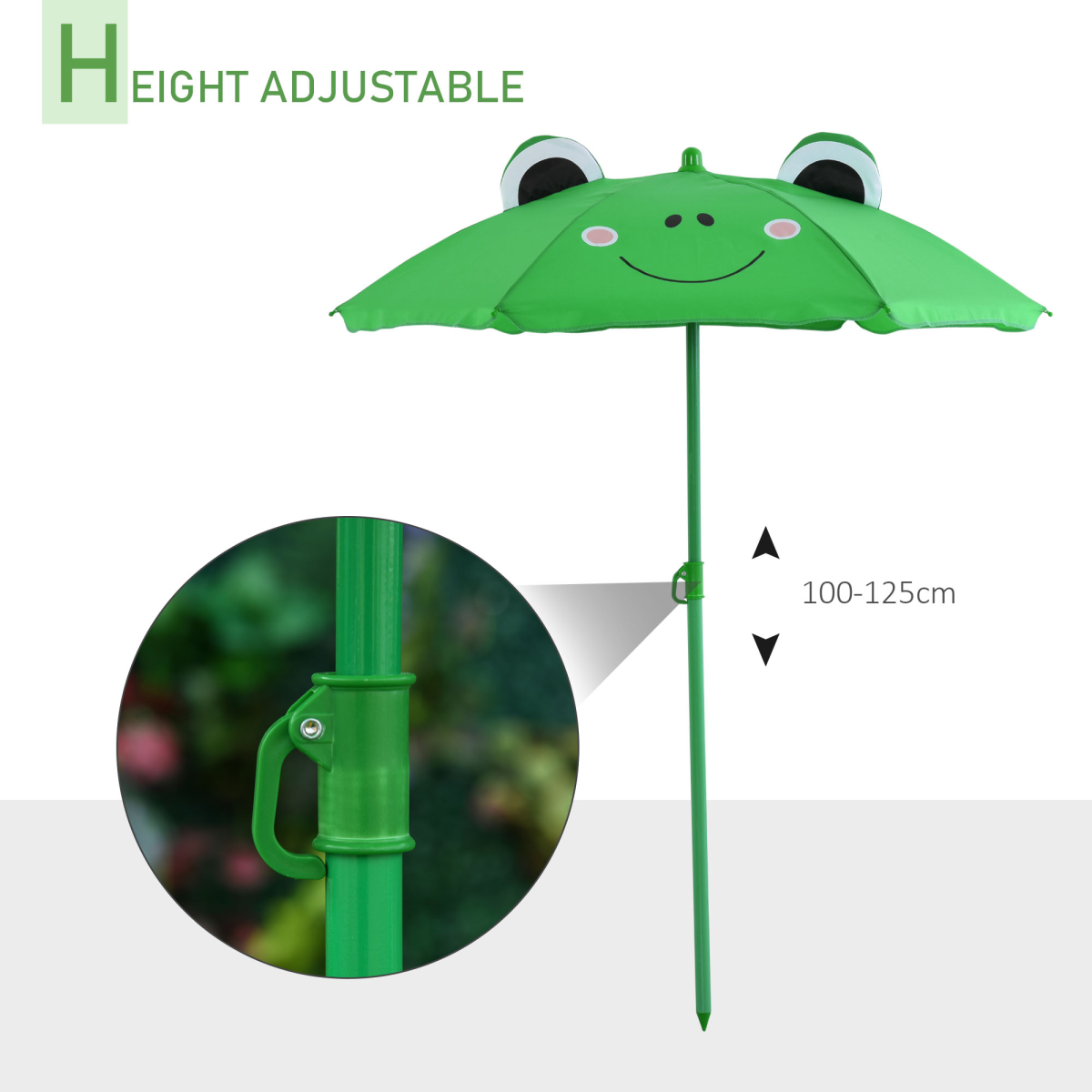 Foldable Kids Metal Patio Picnic Table Set with 2 Chairs and Parasol Umbrella, 4-Piece