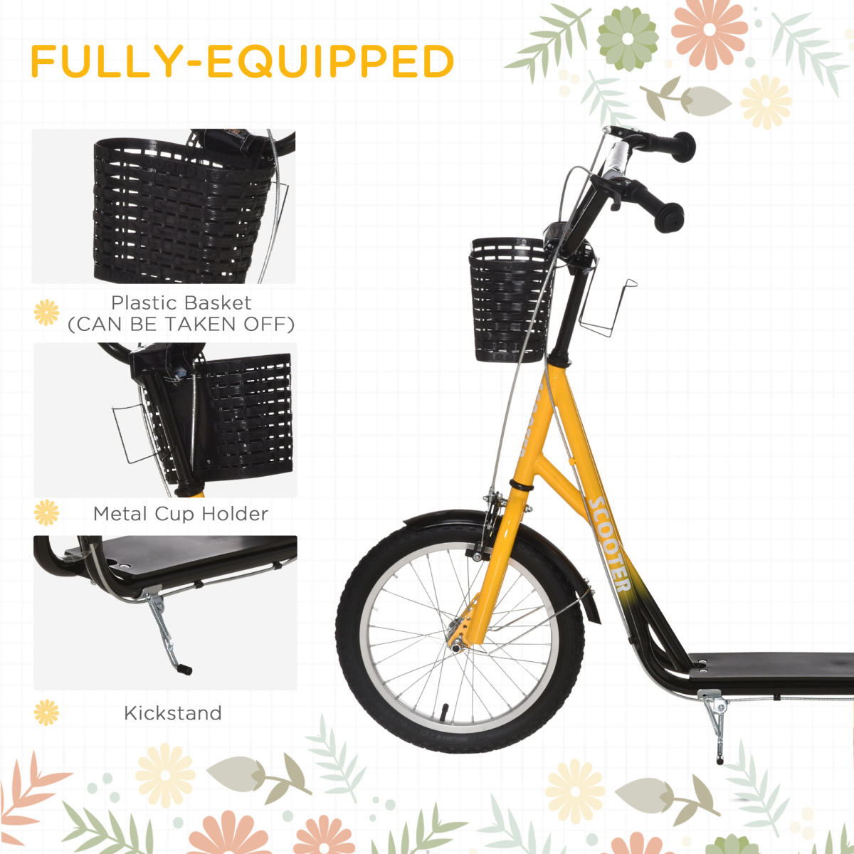 Adjustable Kids Kick Scooter with Brakes, 90-96cm, Ages 5-12
