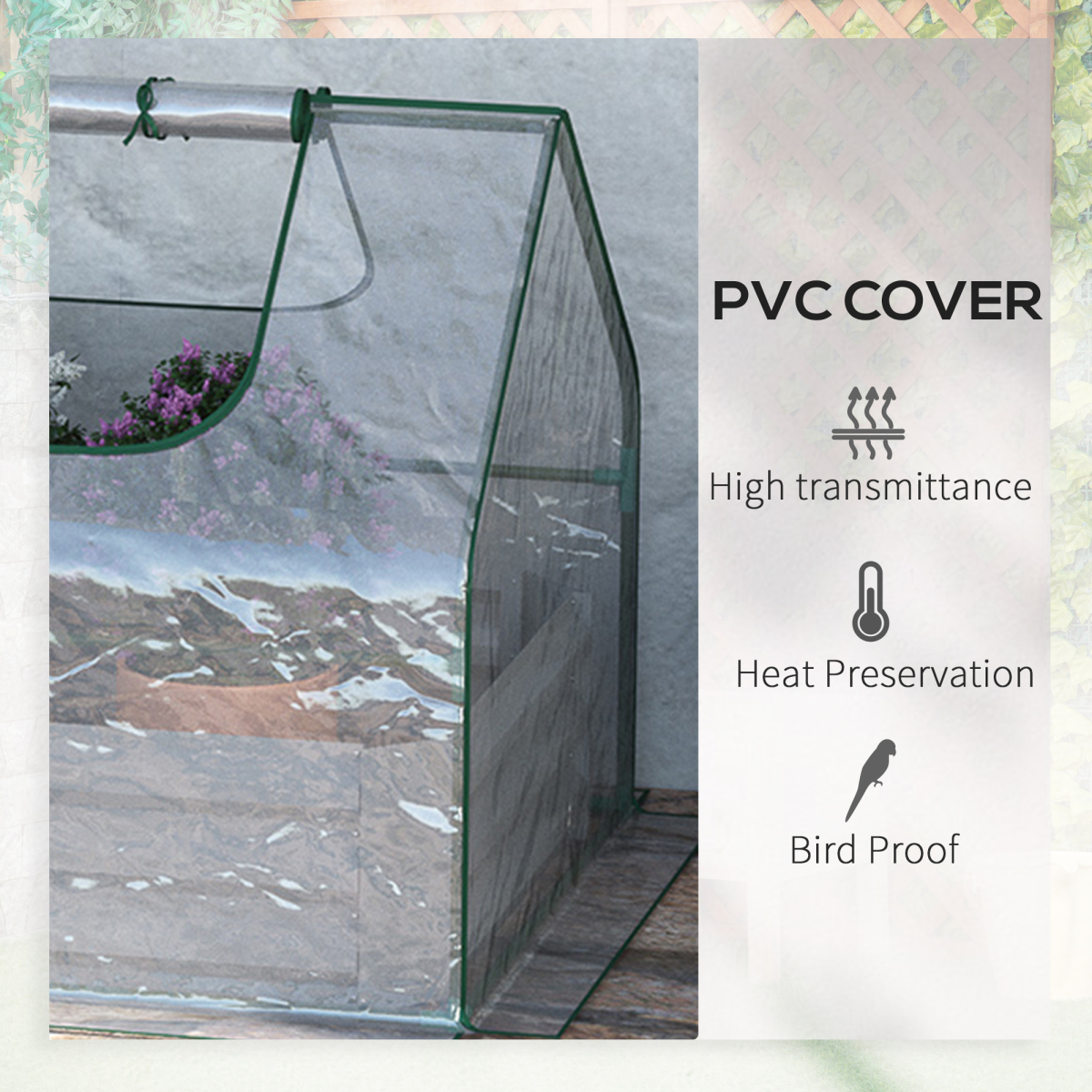 Outsunny Steel Raised Garden Bed Planter Kit with Greenhouse Cover, 185 x 95 cm