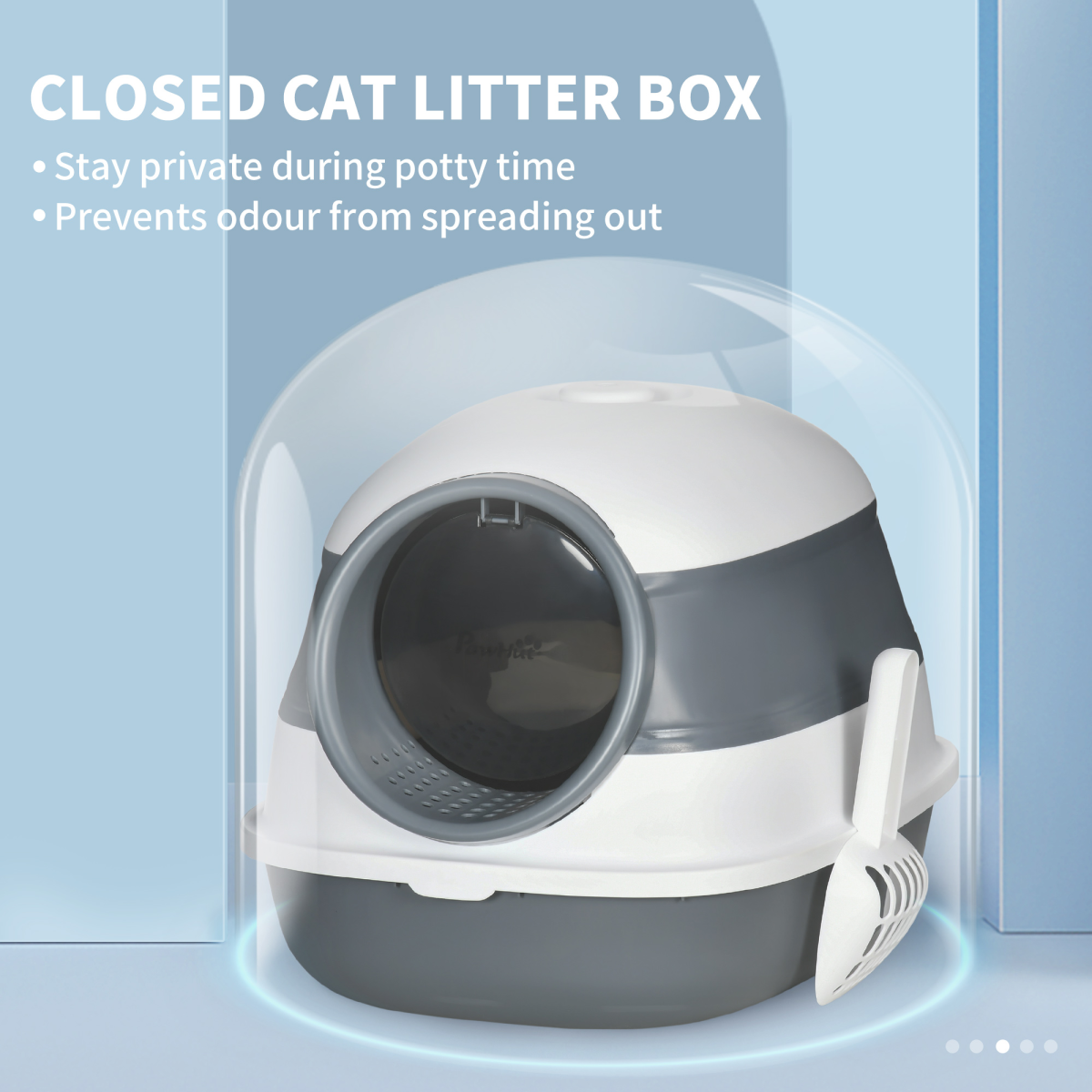 PawHut Hooded Cat Litter Box with Lid, High-Side Tray, Deodorizer and Scoop