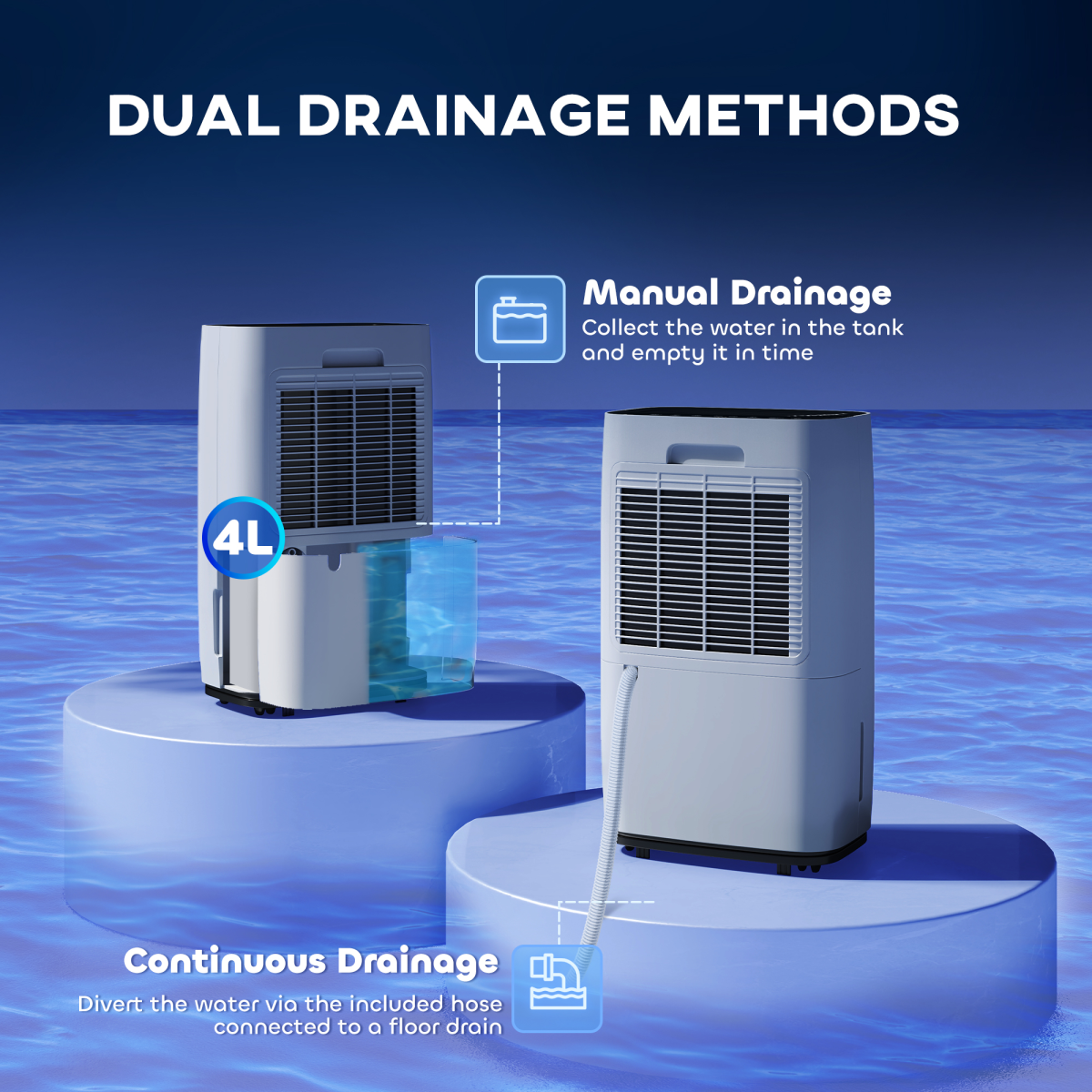 HOMCOM 20L/Day Quiet Portable Dehumidifier for Home & Laundry Rooms
