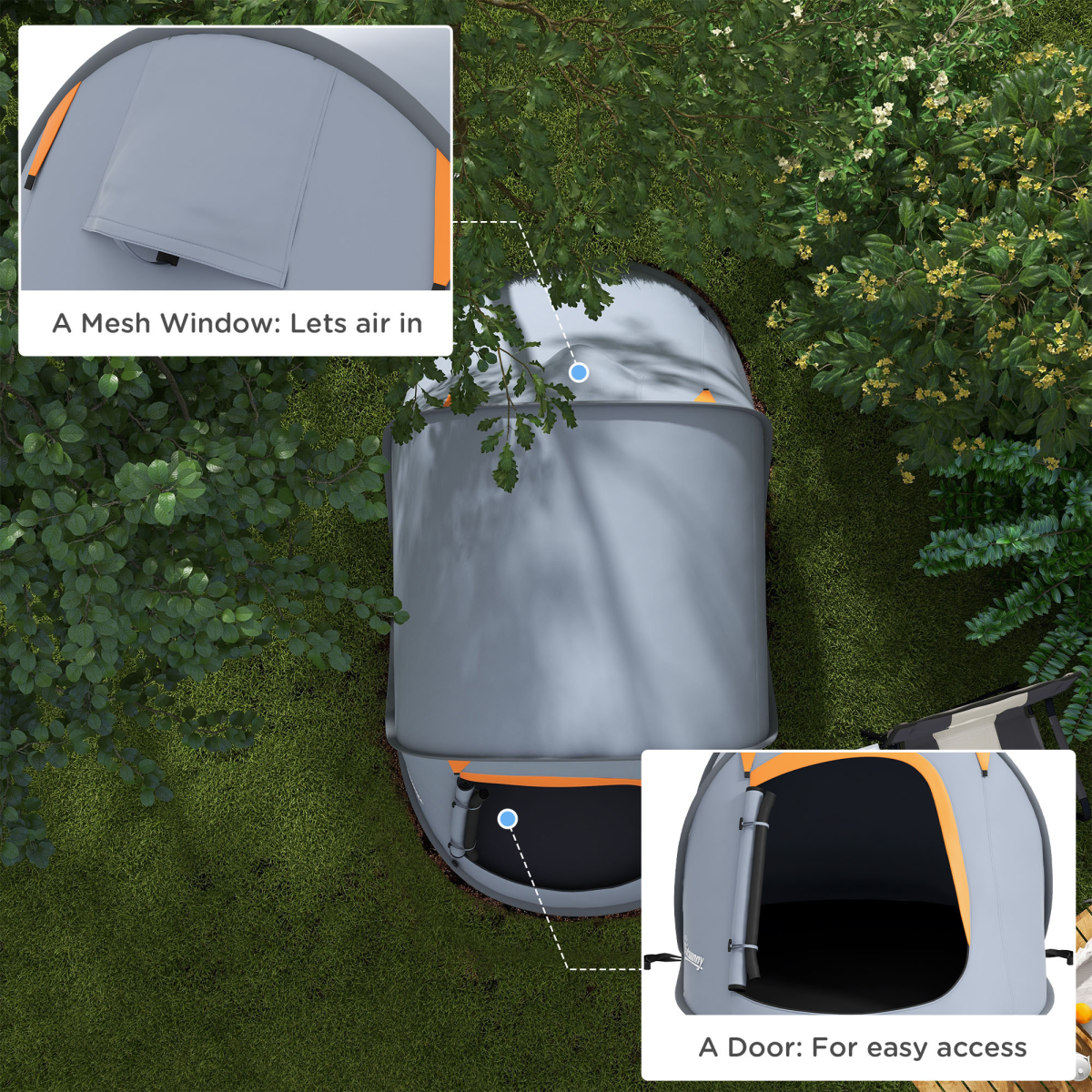 Outsunny 2-Person Pop-Up Camping Tent, 2000mm Water-Resistant, Grey