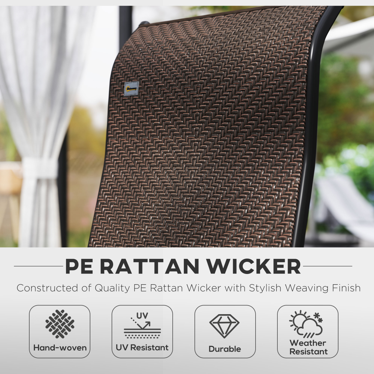 Outsunny Set of 4 Folding Outdoor Rattan Chairs, Adjustable Backrest