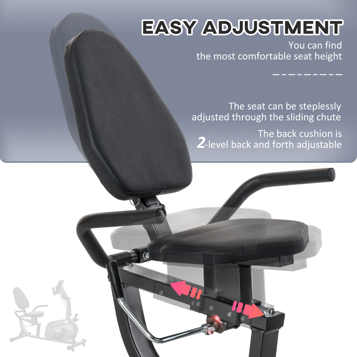 HOMCOM Recumbent Exercise Bike with LCD Monitor, 8 Resistance Levels, Adjustable Seat, Elastic Arm Ropes