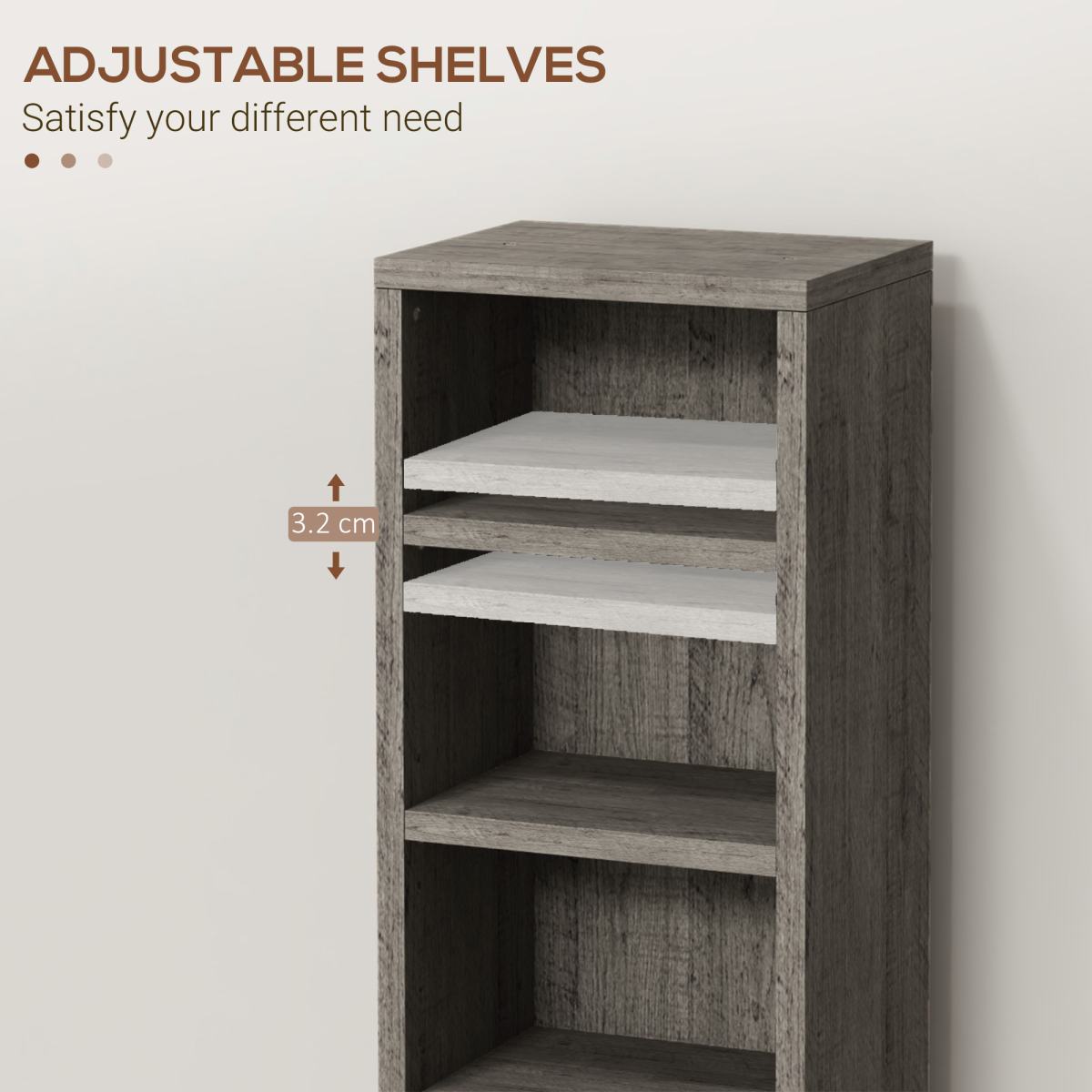 HOMCOM Set of 2 Adjustable CD Media Display Shelf Towers, Mocha Wood