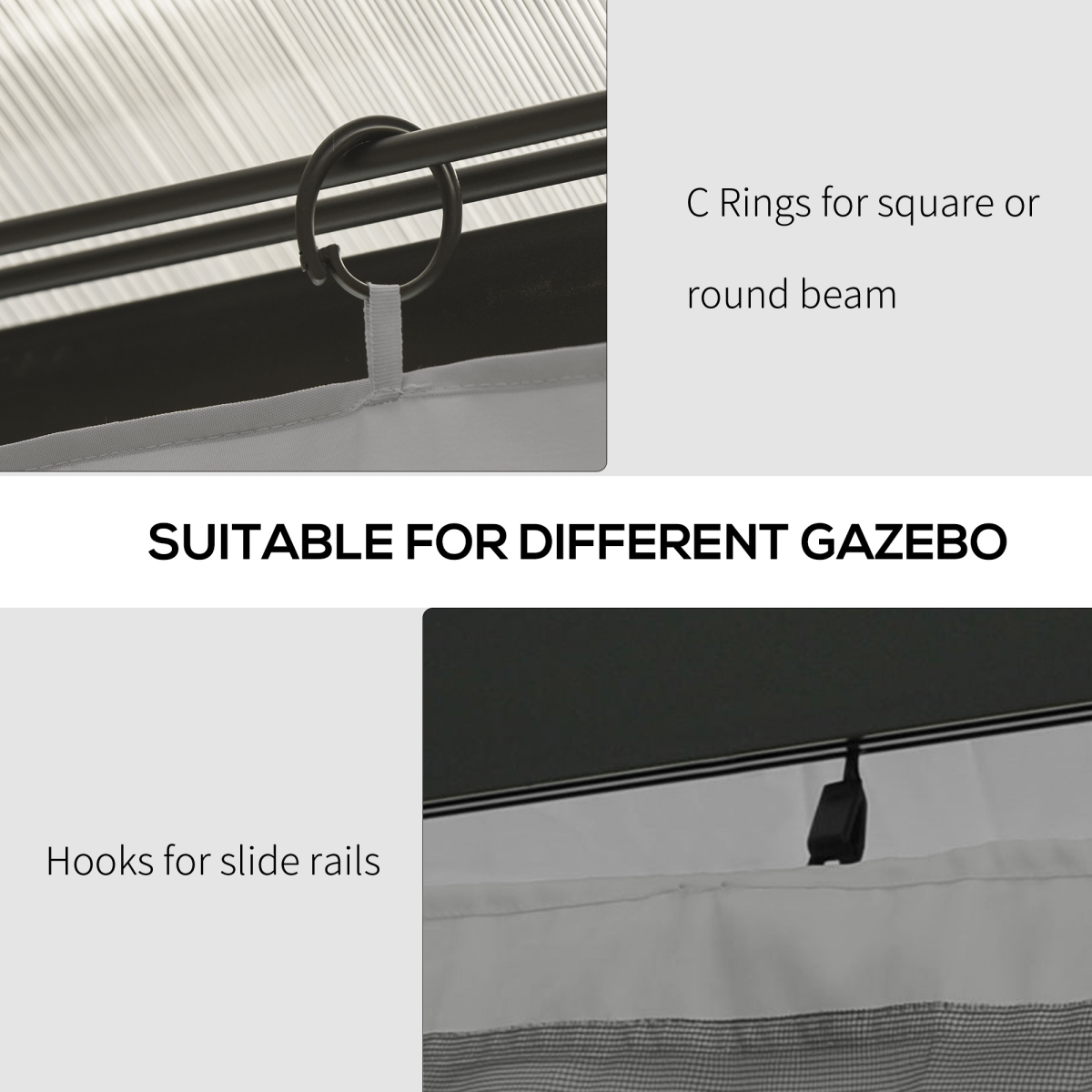 Outsunny Gazebo Replacement Sidewalls Privacy Panel for Most 3 x 4m Gazebos Light Grey