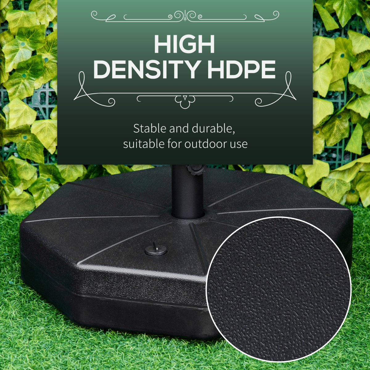 Garden Parasol Base Stand, Water or Sand Fillable, Up to 28kg Water or 40kg Sand, 38mm & 48mm Pole Holder, Black, Outsunny