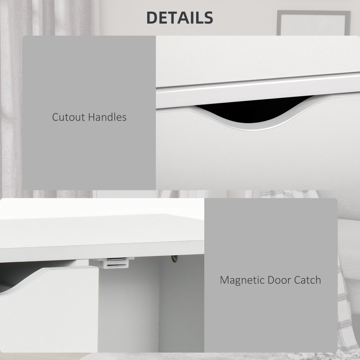 Modern Storage Cabinet Organizer with 4 Drawers and 1 Shelf, White