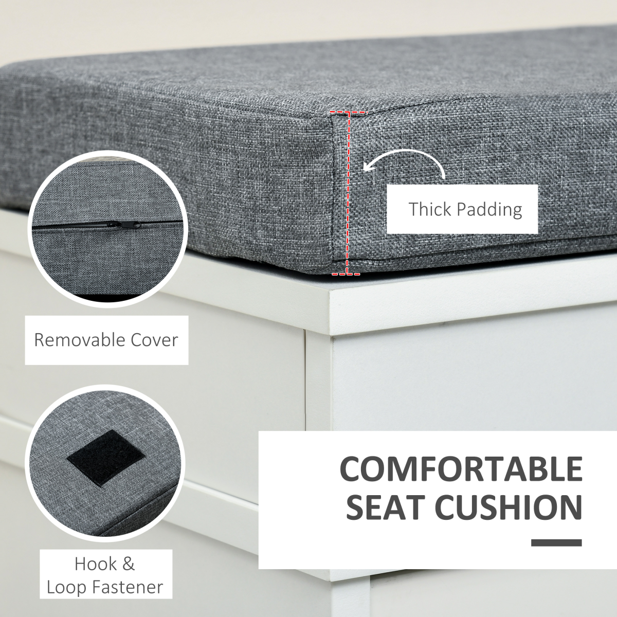 Shoe Storage Bench with Padded Seat Cushion and 2-Drawer Cabinet Organizer