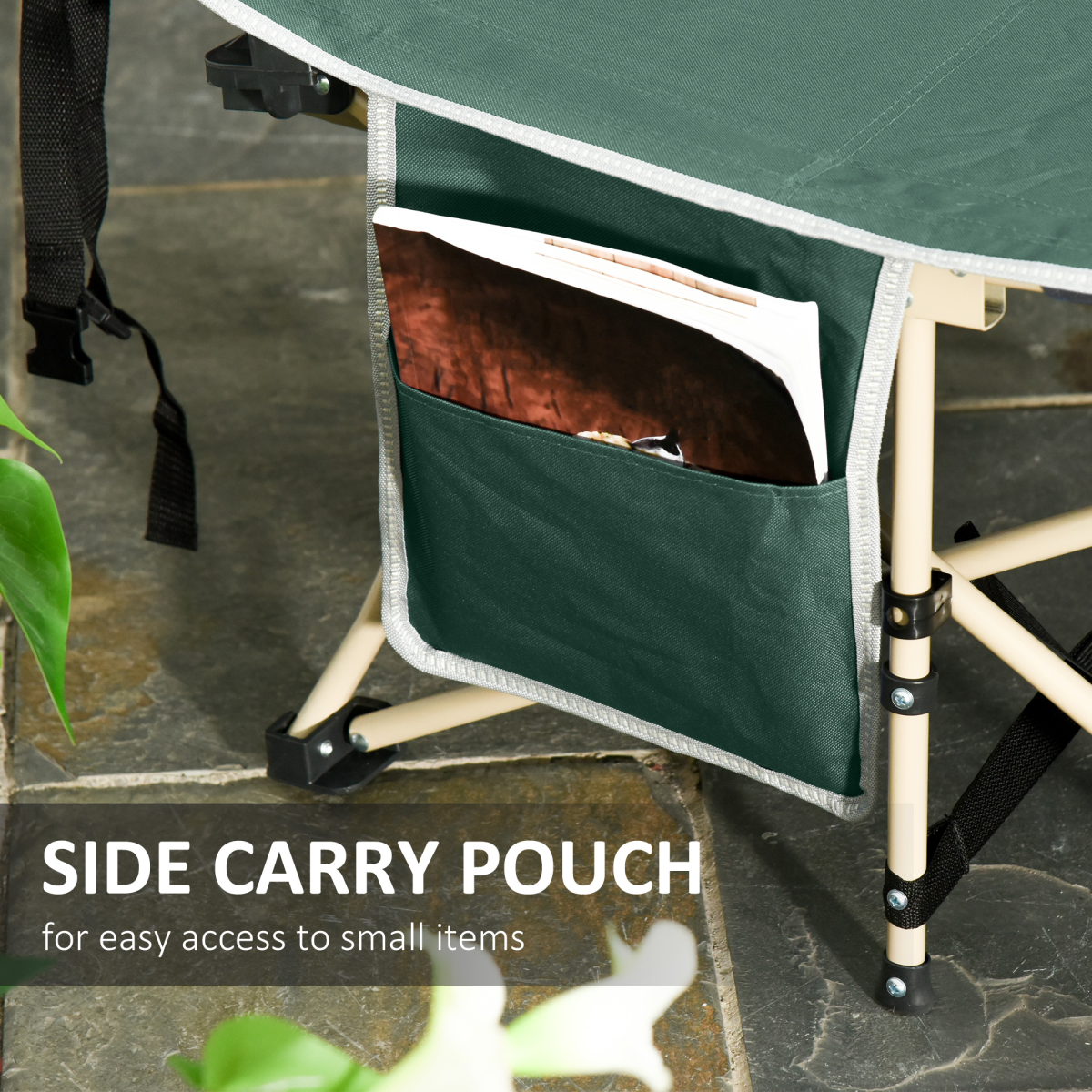 Portable Outdoor Camping Cot with Carry Bag, Green