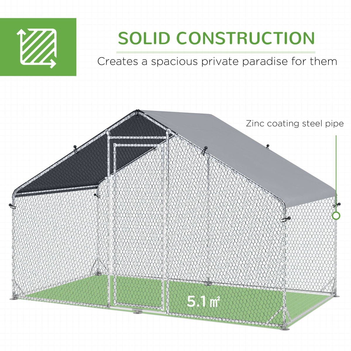 PawHut Large Walk-In Galvanised Chicken Run with Cover