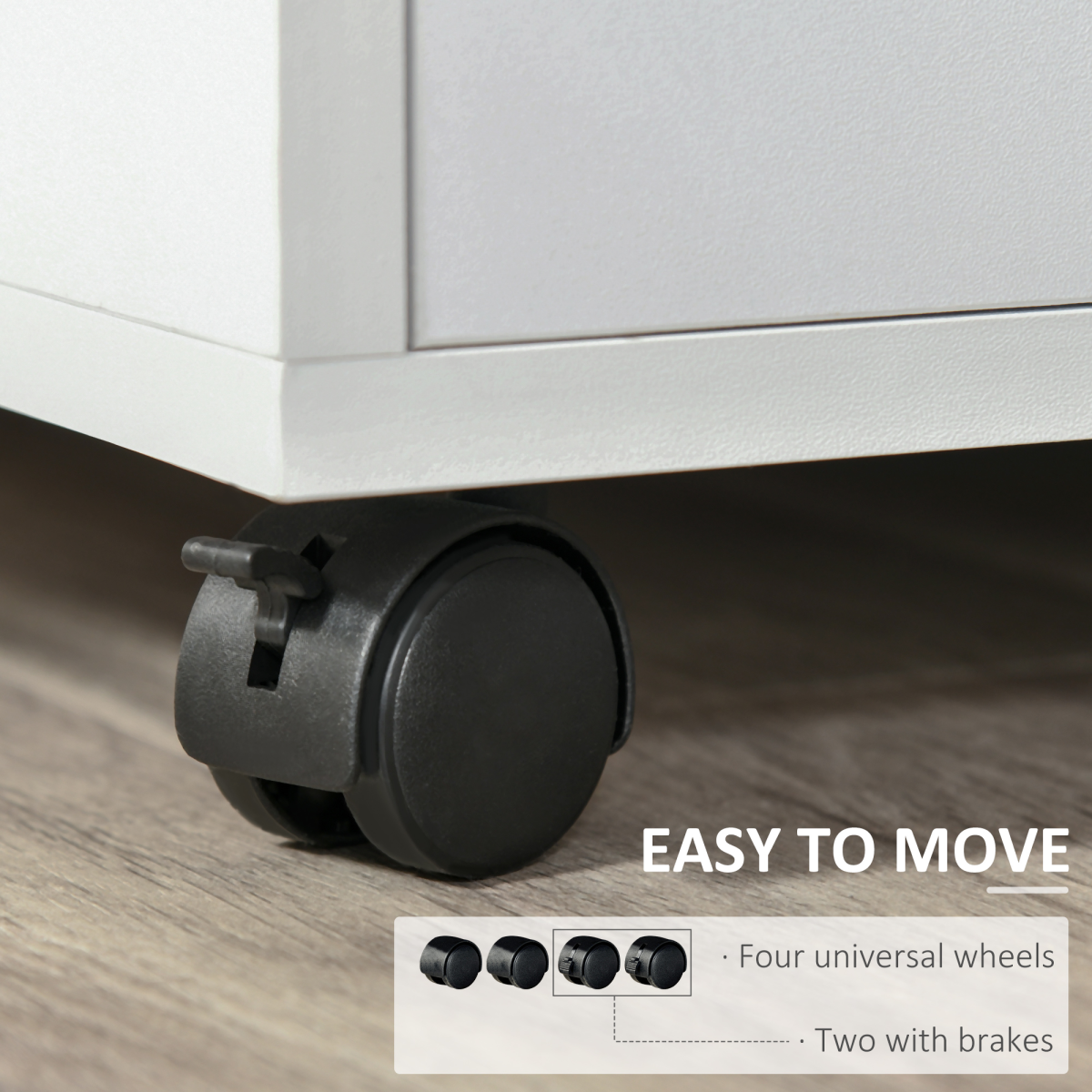 Multi-Storage Printer Unit for Office Organisation with 5 Compartments and Wheels